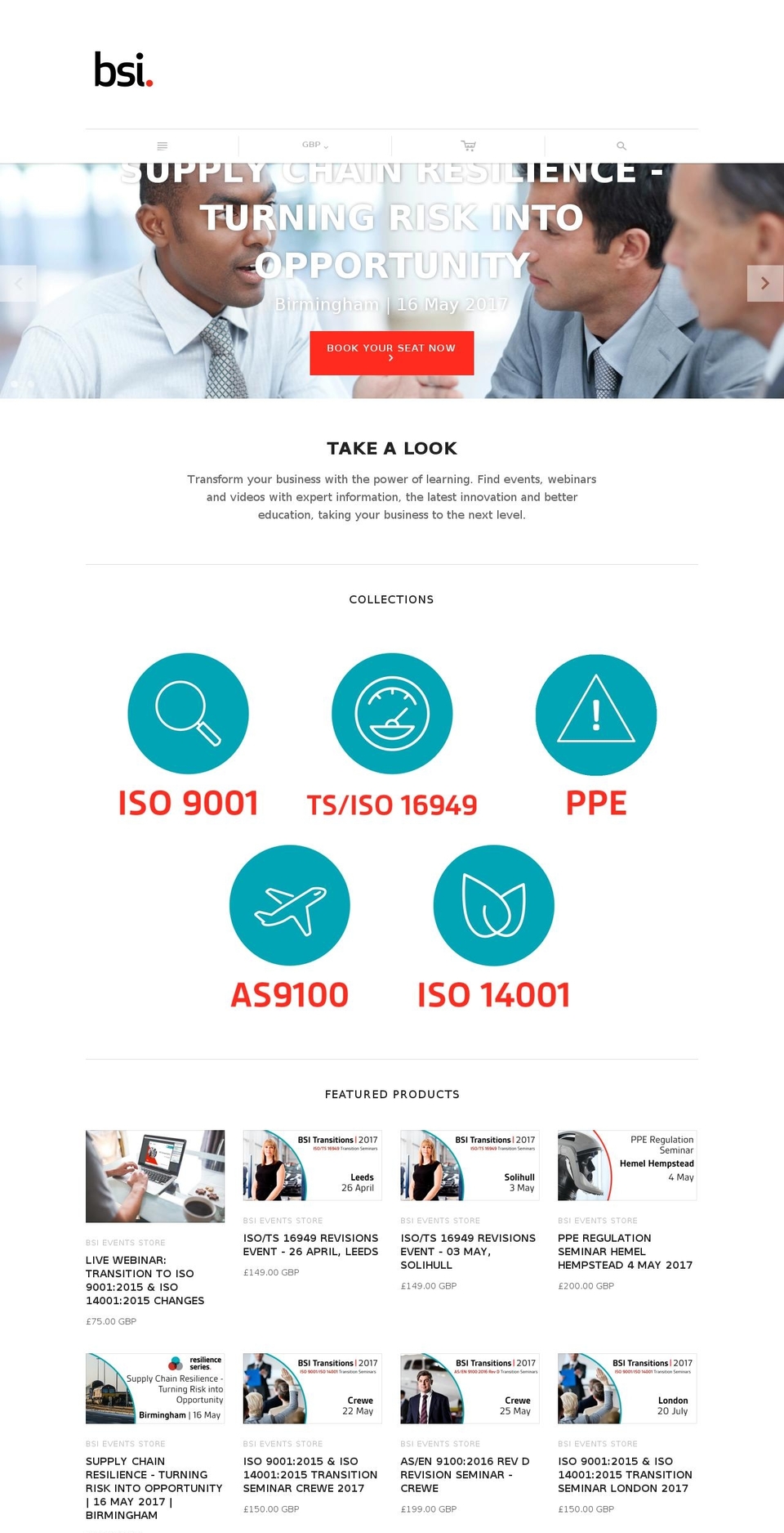 bsievents.com shopify website screenshot