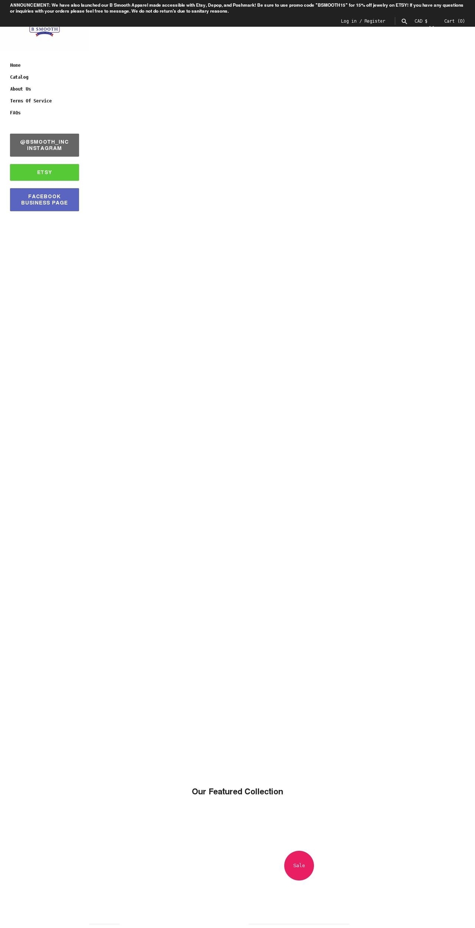 bsmoothapparel.com shopify website screenshot