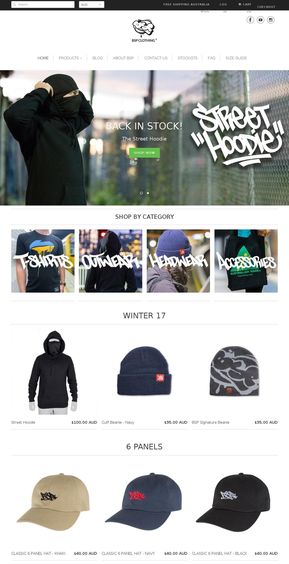 Portland Shopify theme site example bspclothing.com