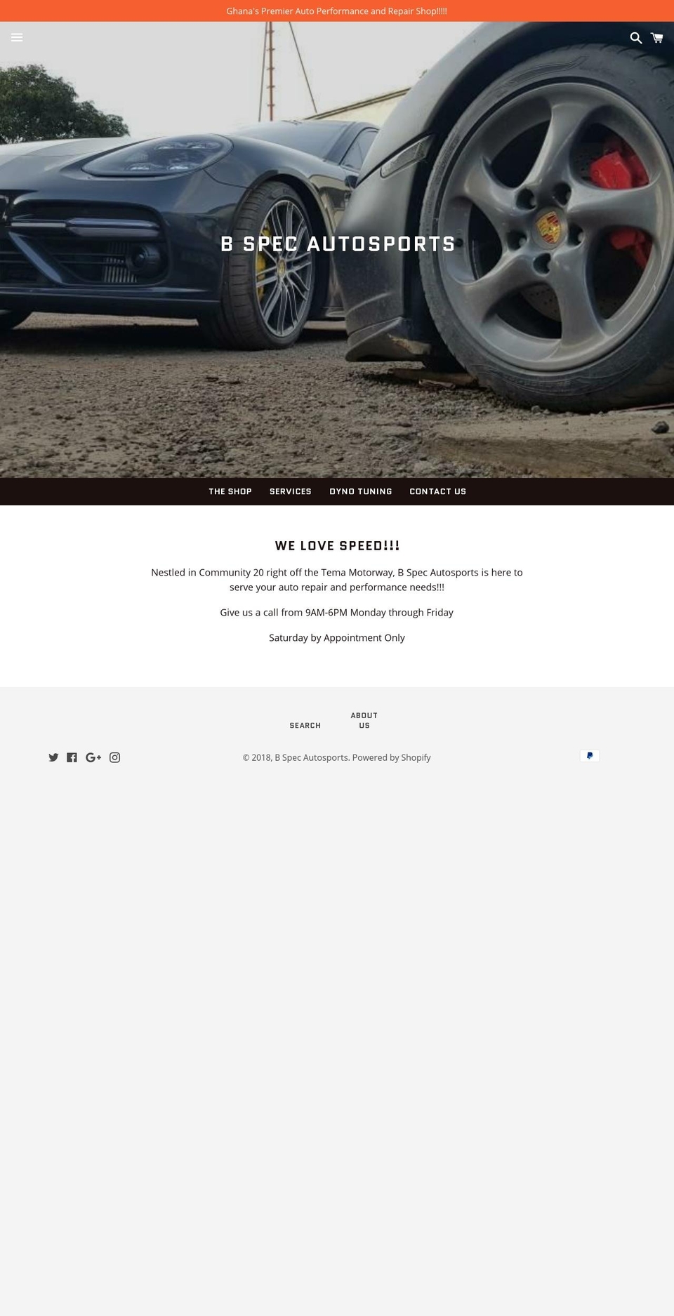 bspecautosports.com shopify website screenshot