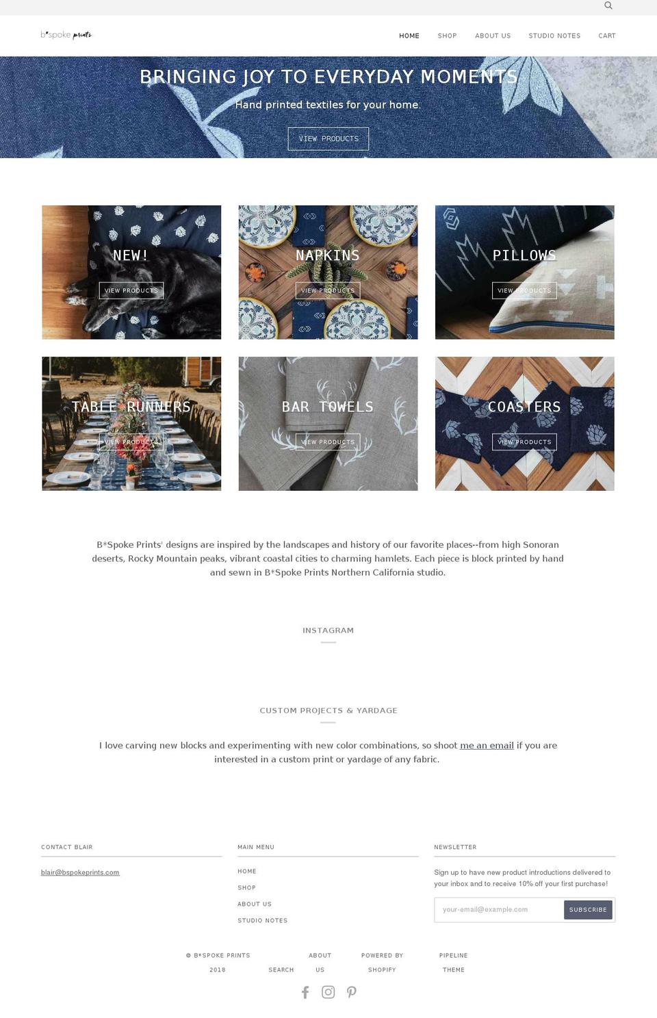 bspokeprints.com — Shopify storefront screenshot