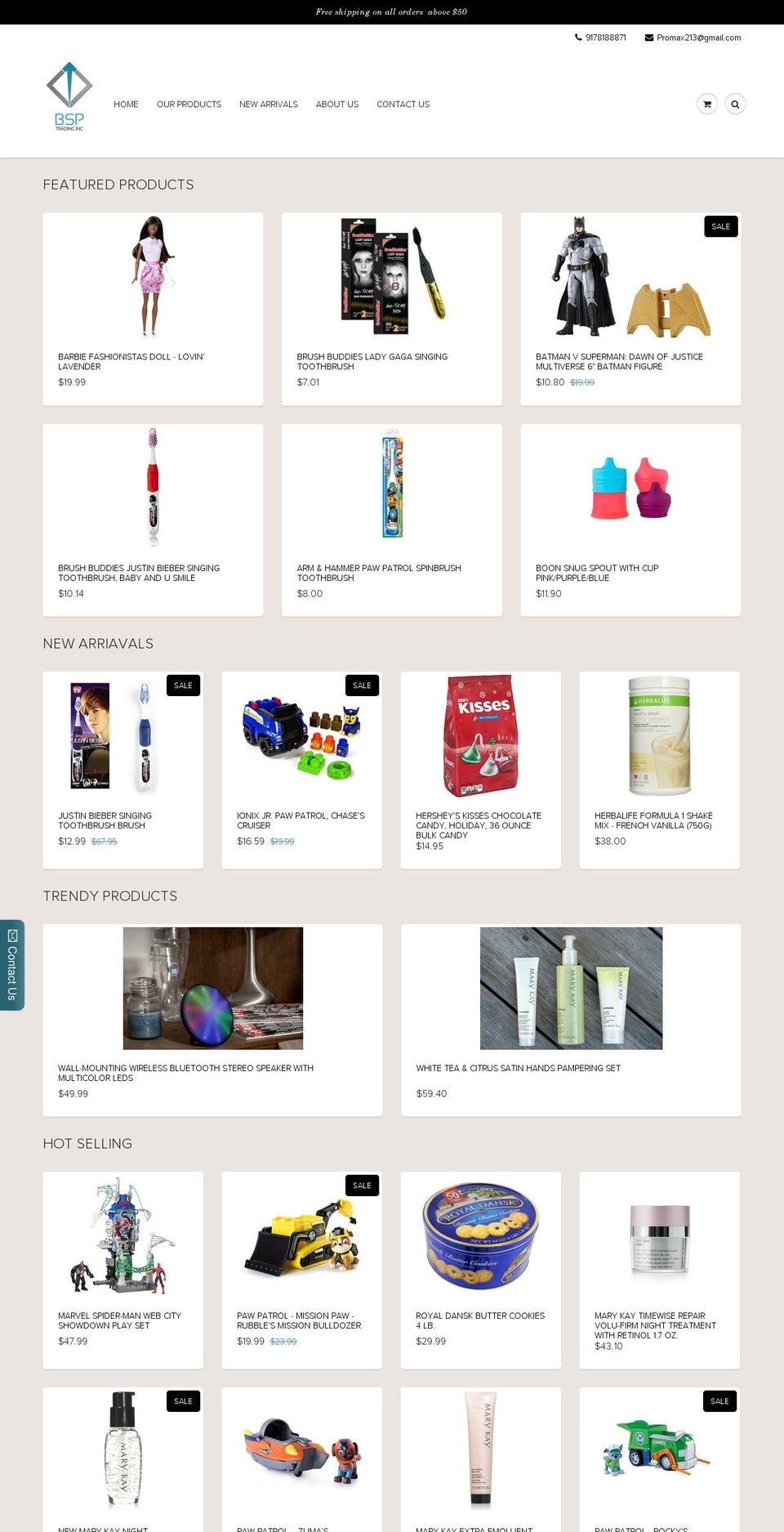 bsptradinginc.com — Shopify storefront screenshot