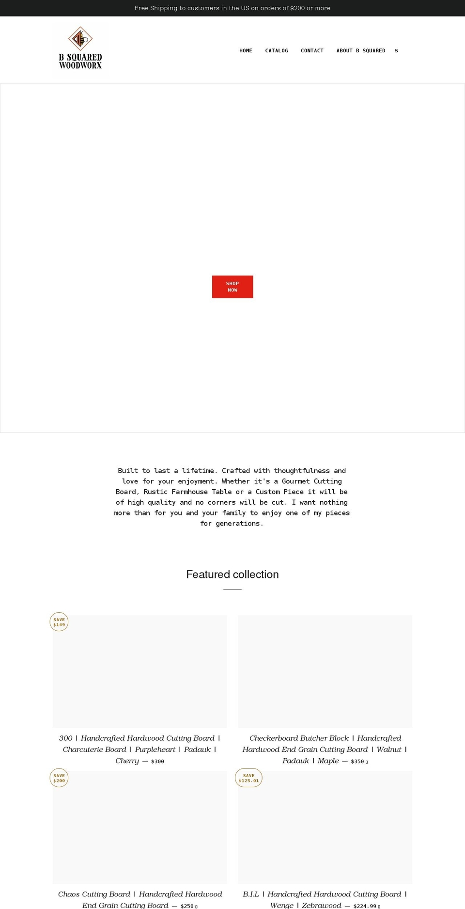 bsquaredwoodworx.com shopify website screenshot