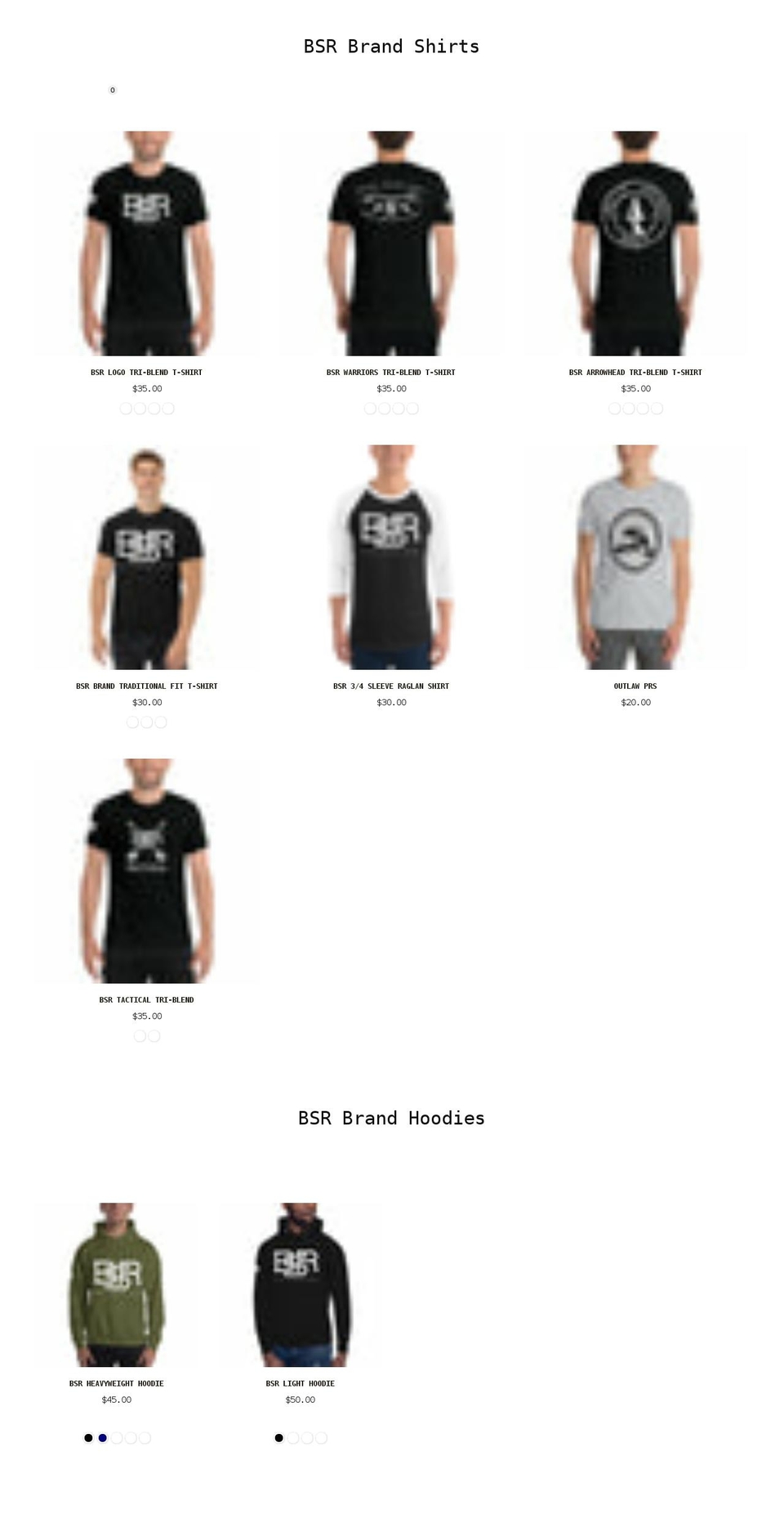 bsrapparel.com shopify website screenshot