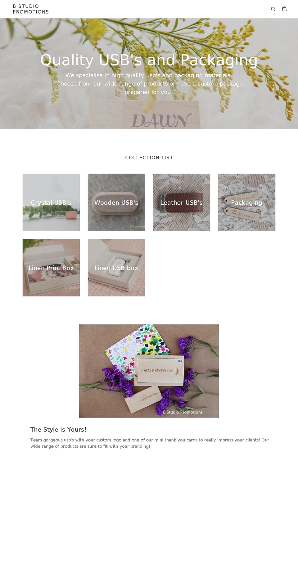 bstudiopromotions.com shopify website screenshot