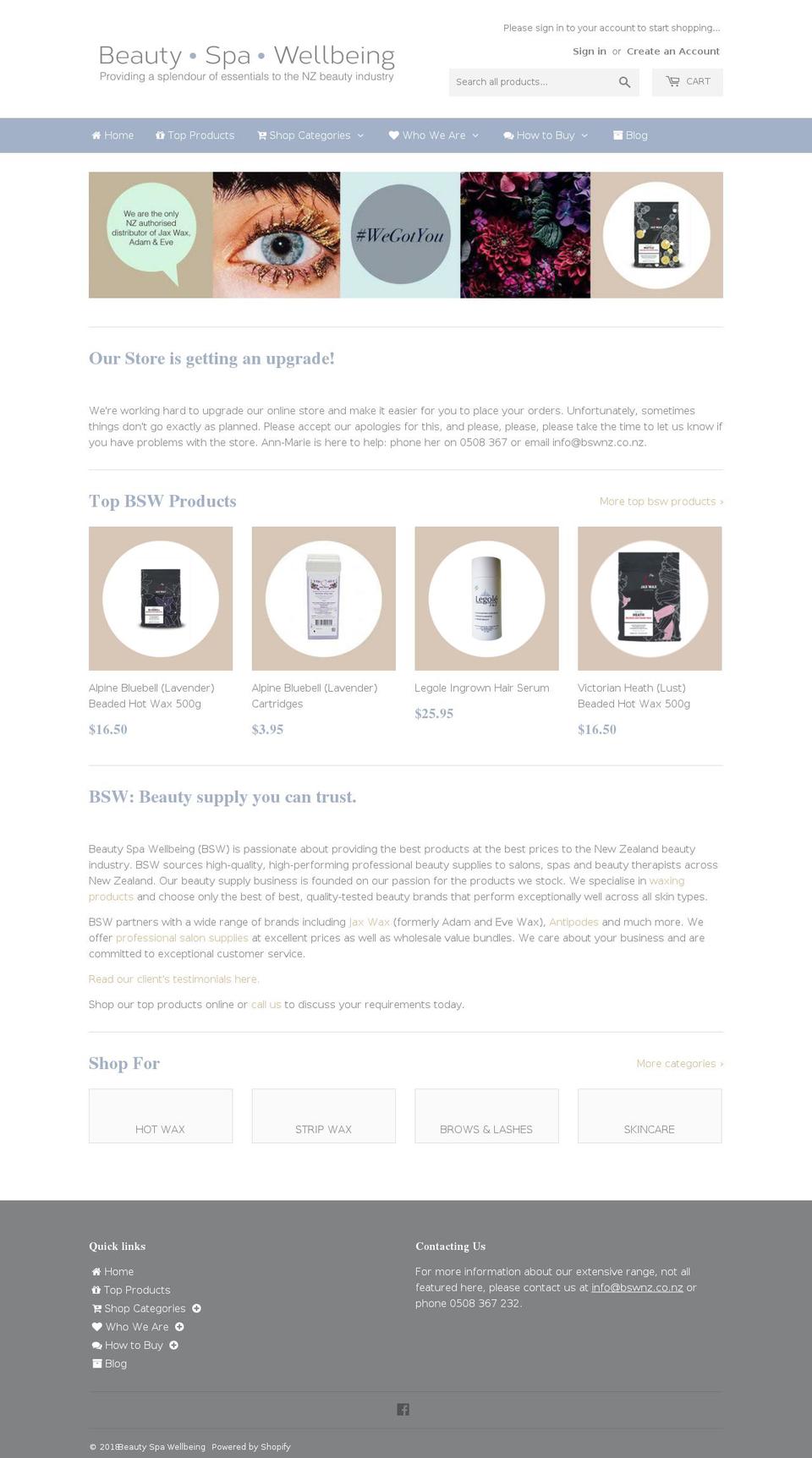 bswnz.co.nz shopify website screenshot