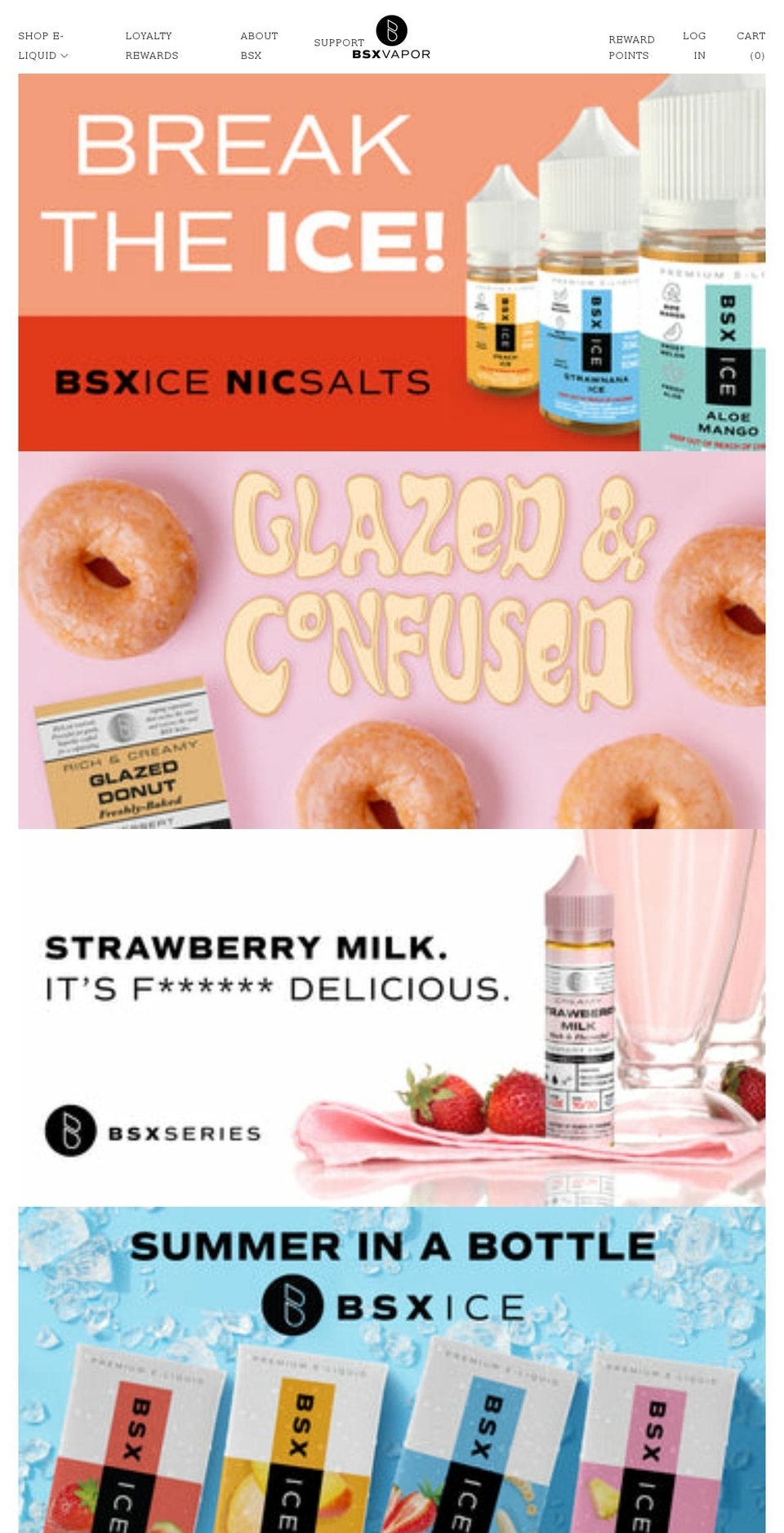 bsxvapor.com shopify website screenshot
