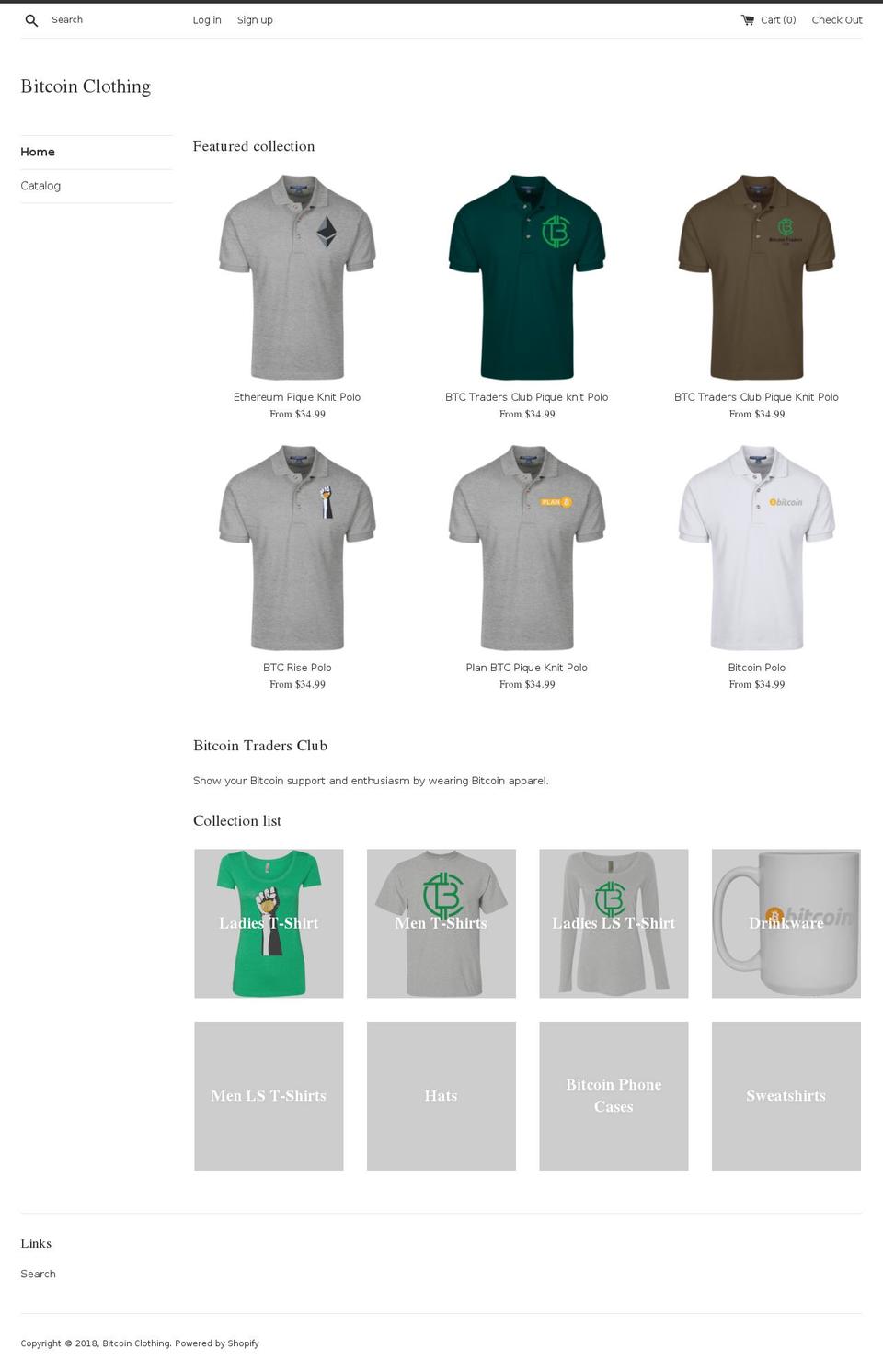 btcclothing.com — Shopify storefront screenshot