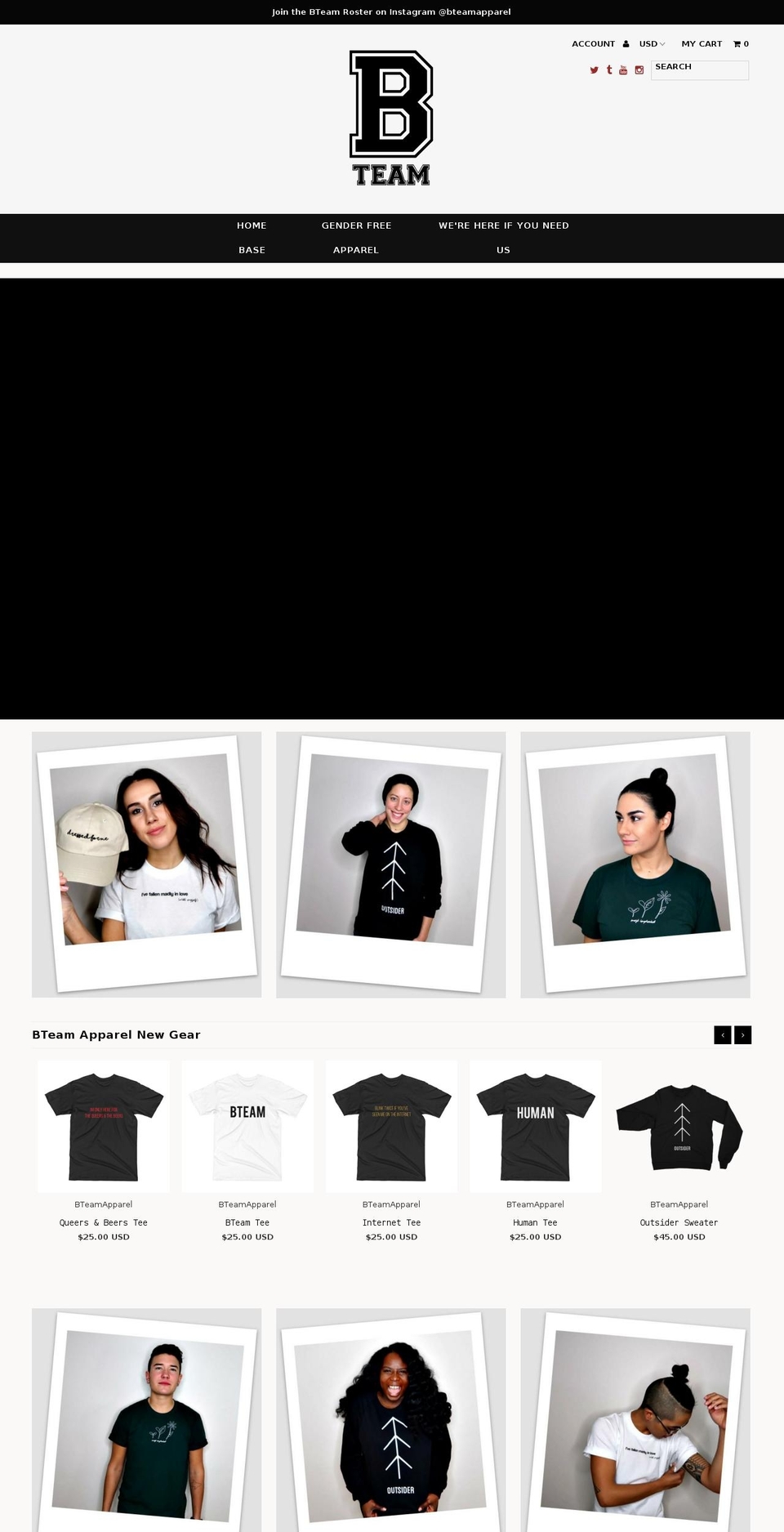 bteamapparel.com shopify website screenshot