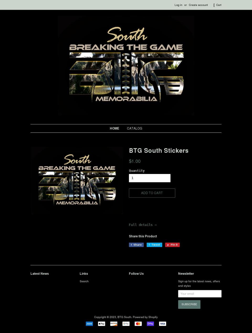 btgsouth.com shopify website screenshot
