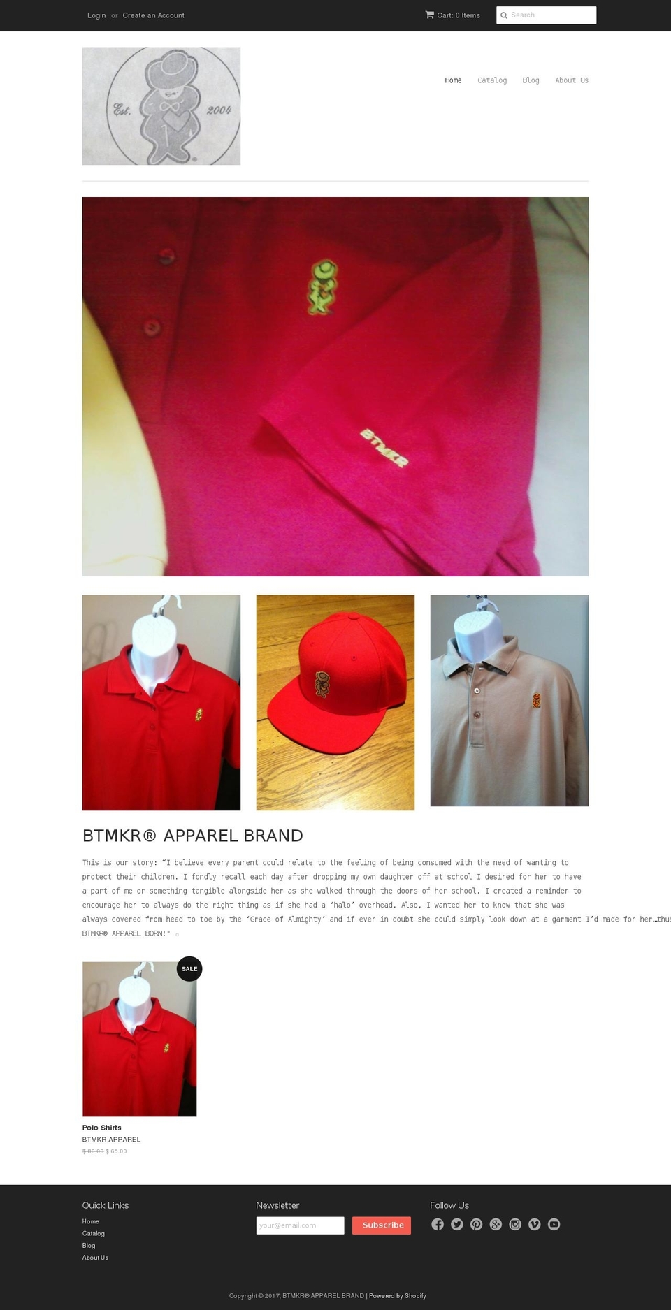 btmkrapparel.com shopify website screenshot