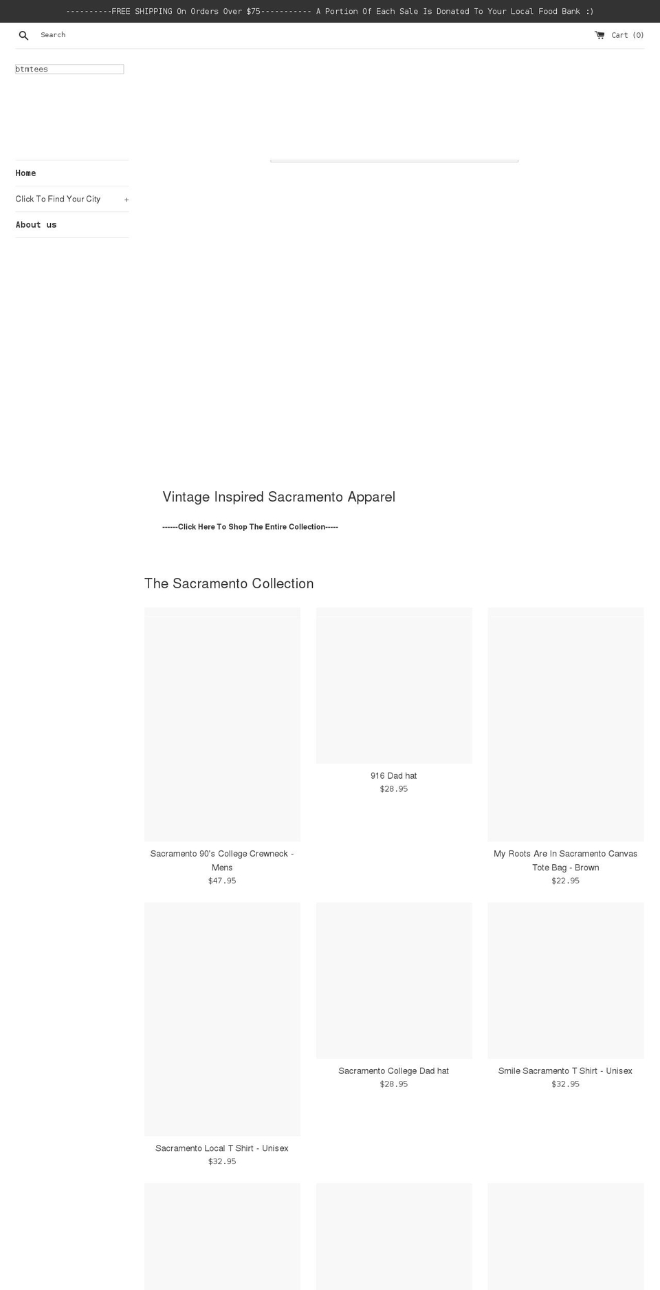 btmtees.com shopify website screenshot