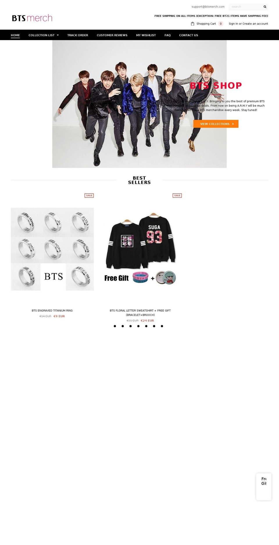 bts-merch.com shopify website screenshot