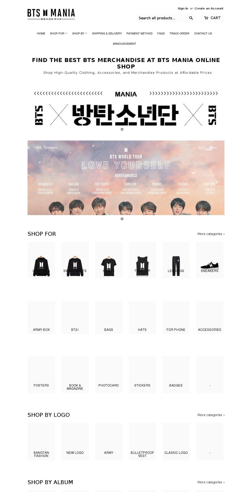 btsmania.com shopify website screenshot