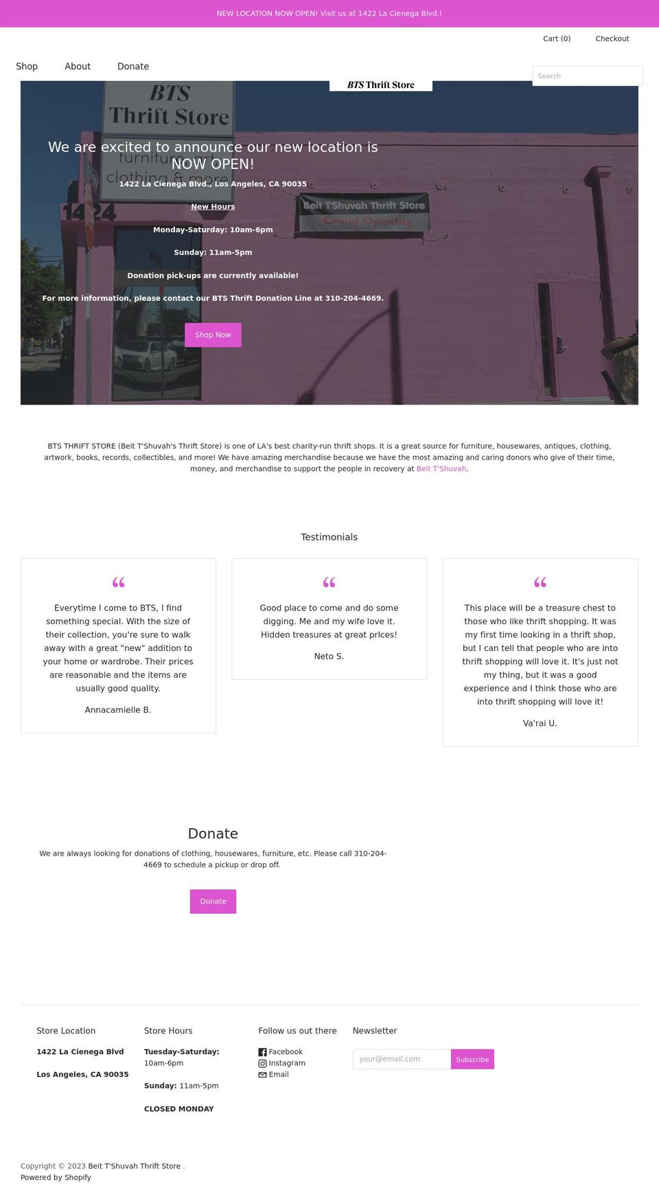 btsthriftstore.com shopify website screenshot