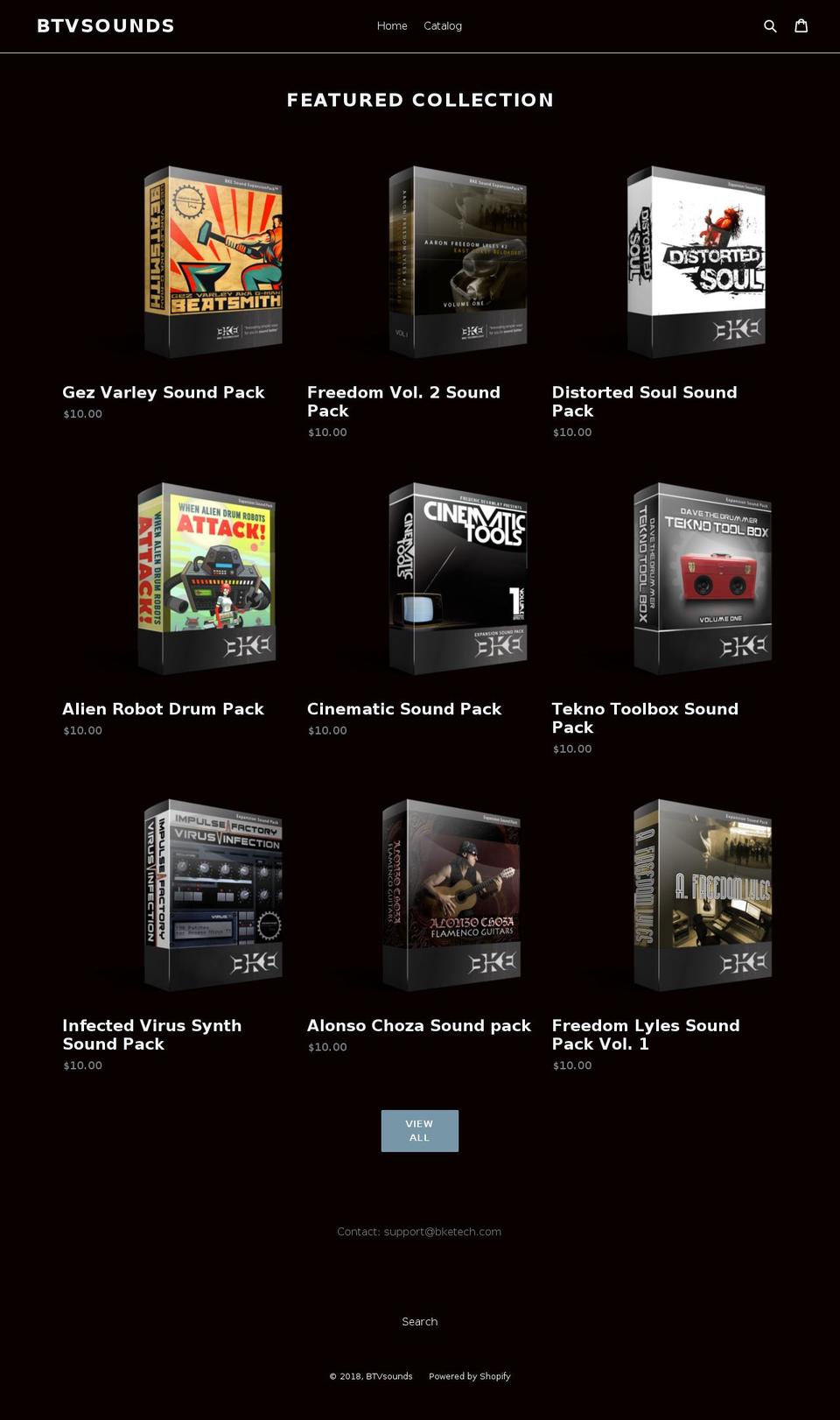btvsounds.com shopify website screenshot