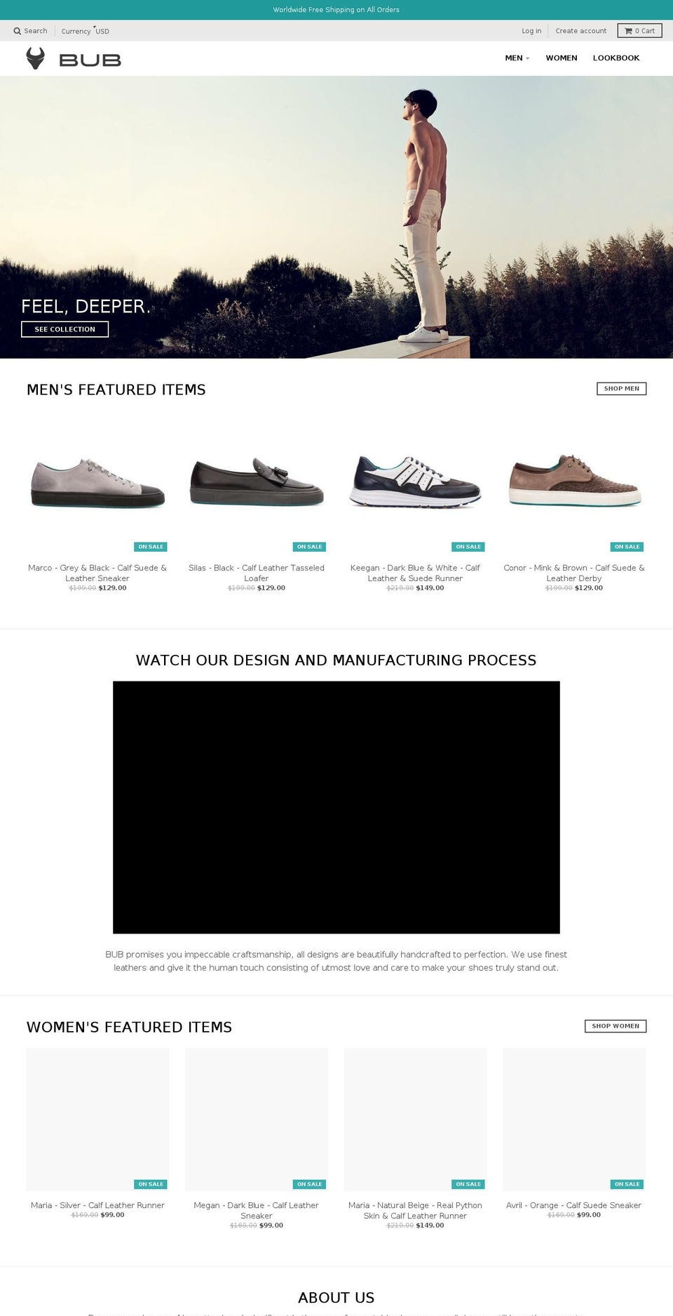 bub.shoes shopify website screenshot