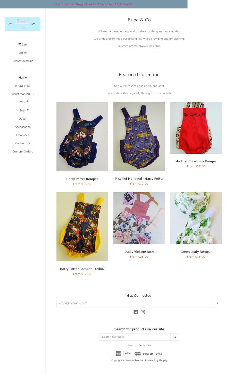 bubaandco.com shopify website screenshot