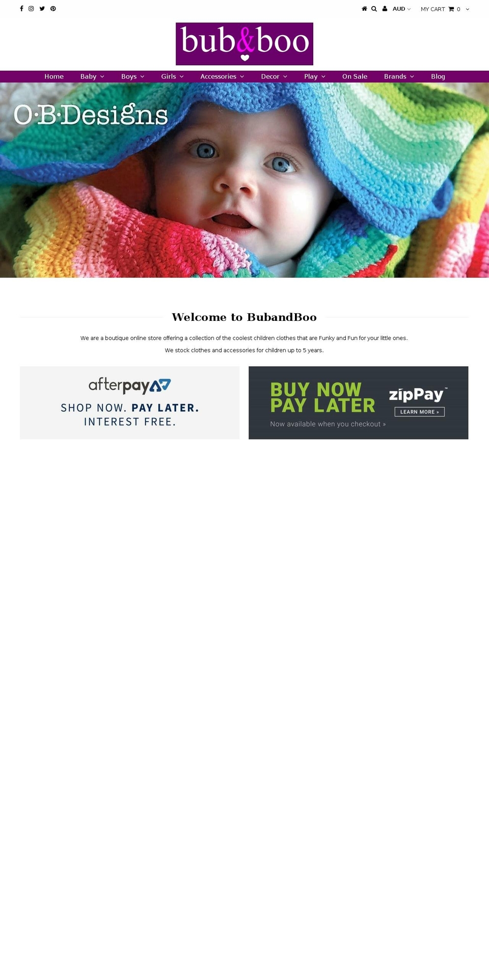 BubandBoo Shopify theme site example bubandboo.com.au