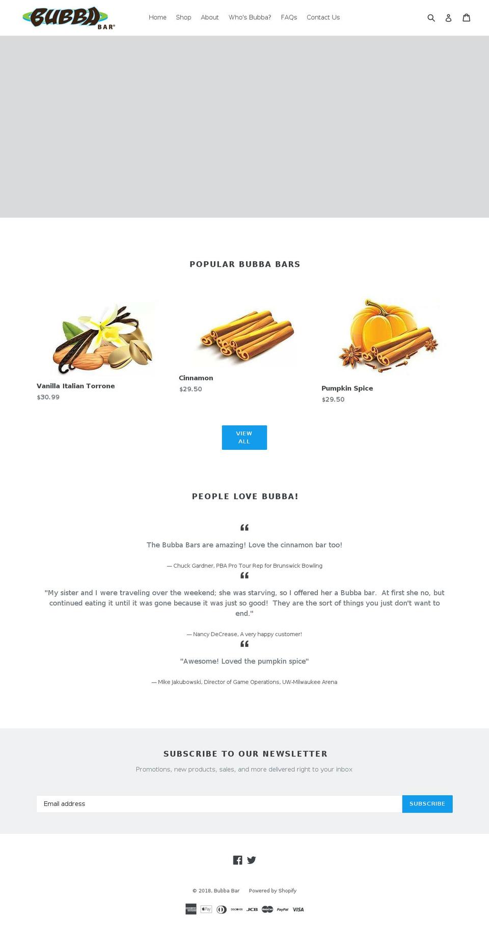 bubba-bar.com — Shopify storefront screenshot