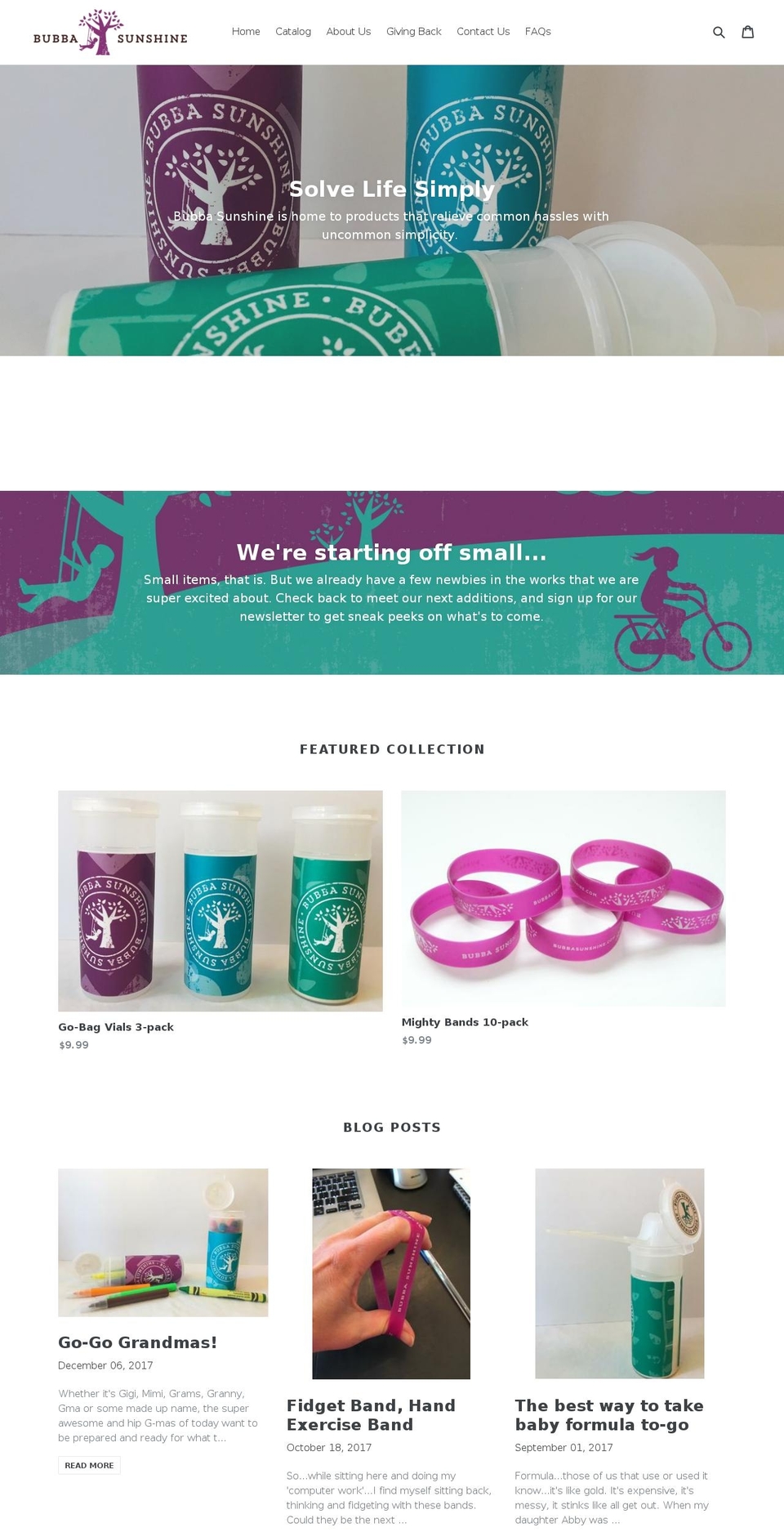 bubbasunshine.com — Shopify storefront screenshot