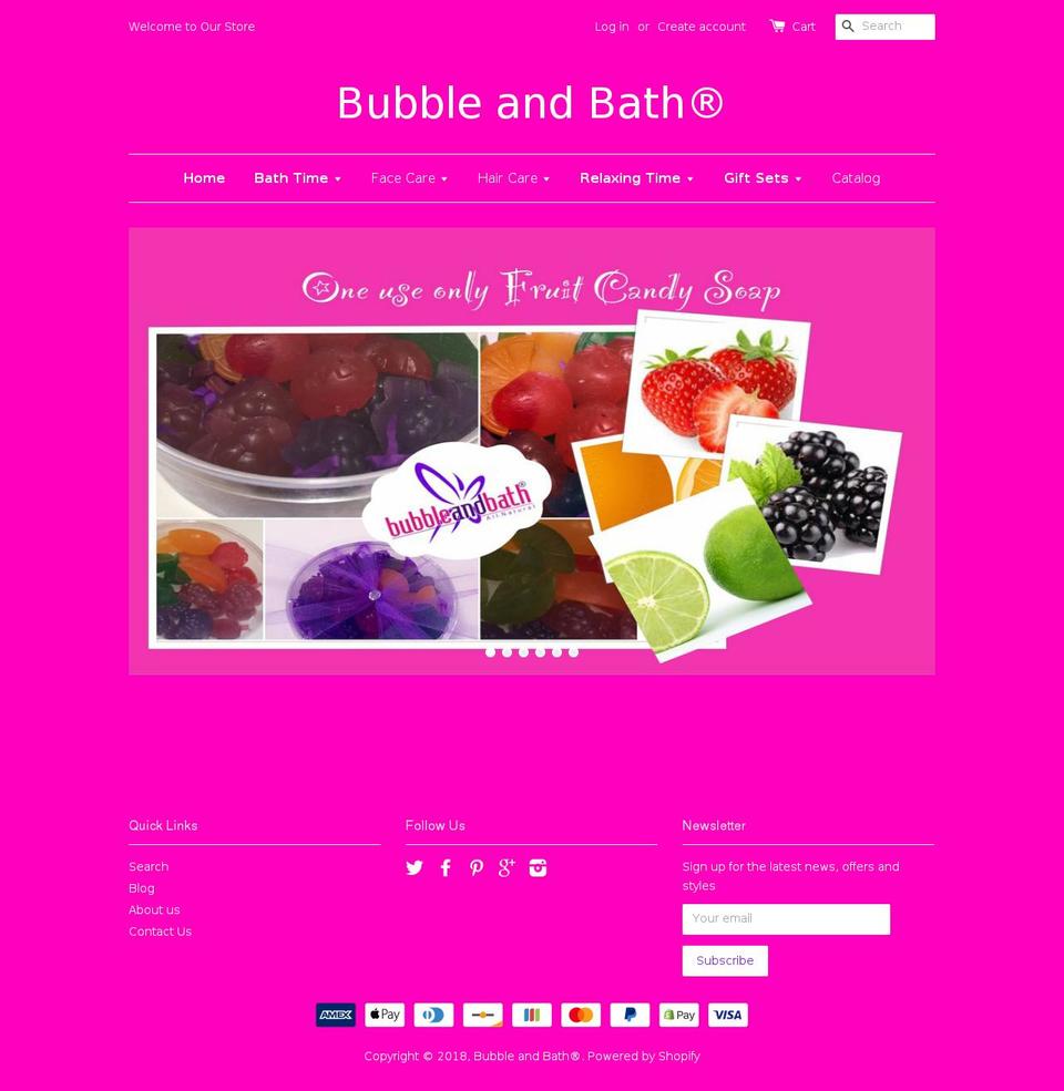 bubbleandbath.com shopify website screenshot