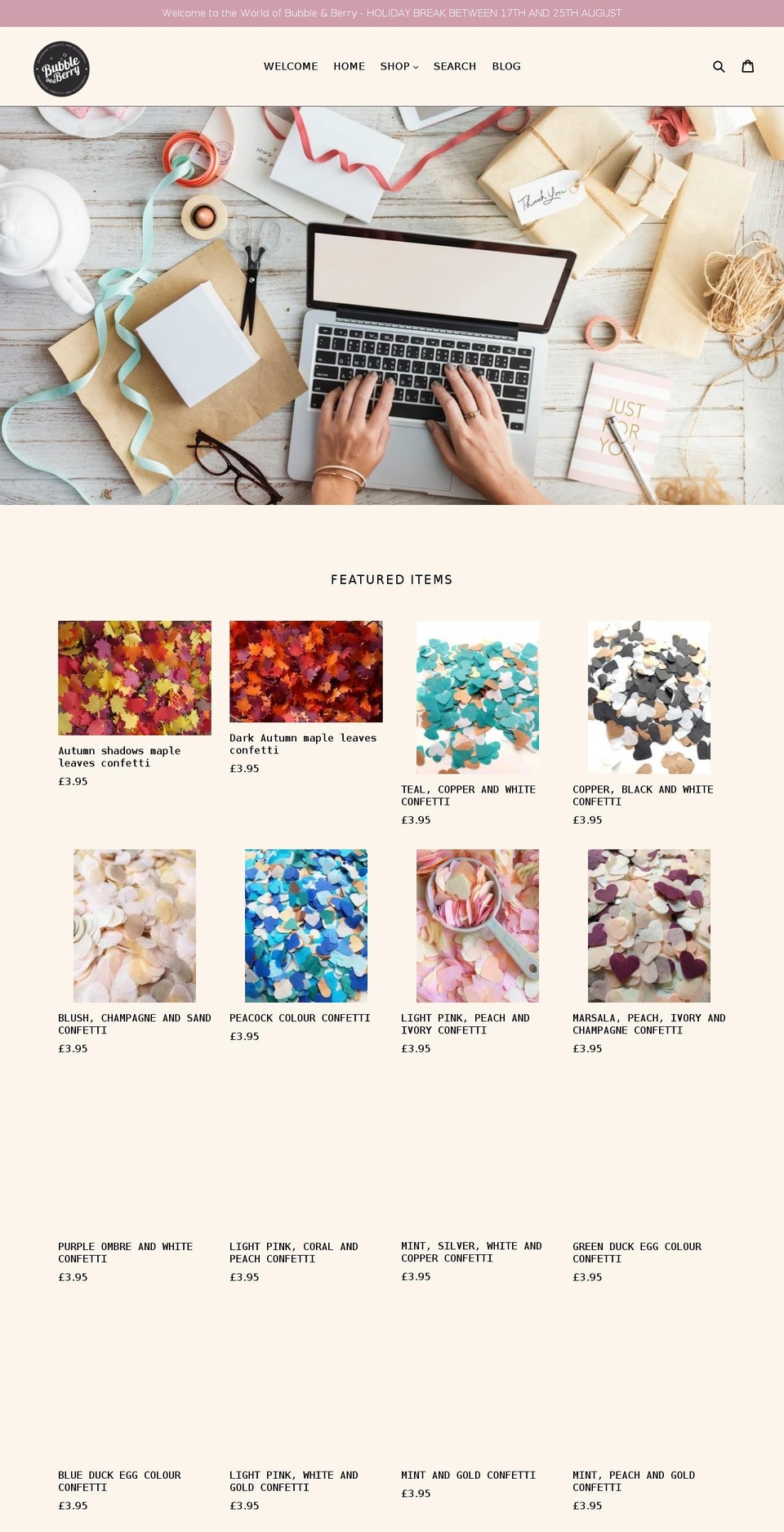 bubbleandberry.com shopify website screenshot