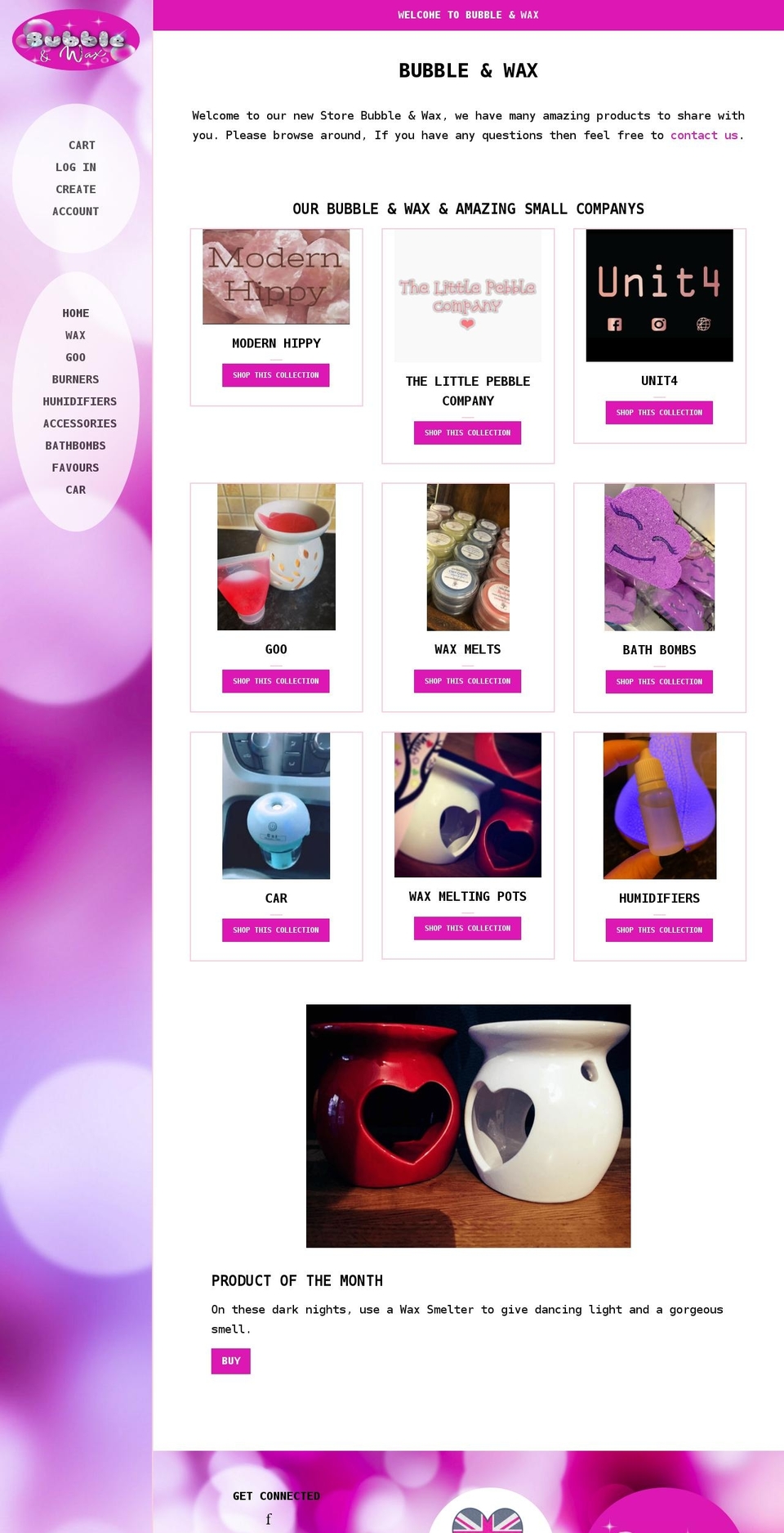 bubbleandwax.uk shopify website screenshot