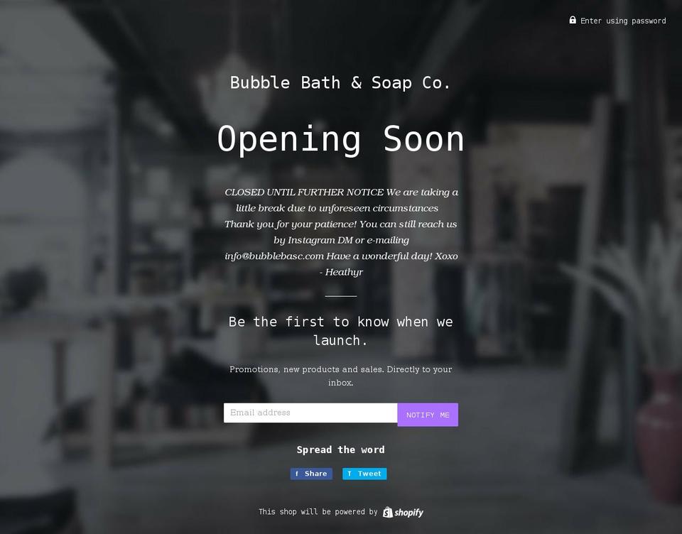 bubblebasc.com — Shopify storefront screenshot