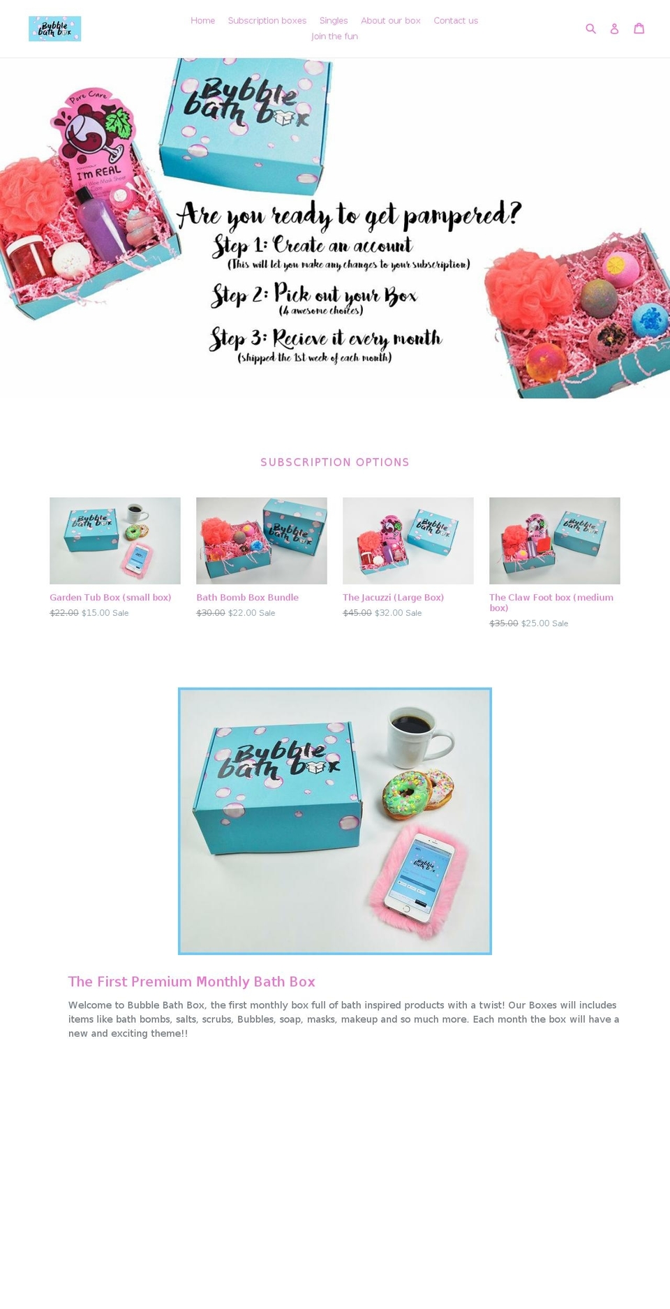 bubblebathbox.com — Shopify storefront screenshot