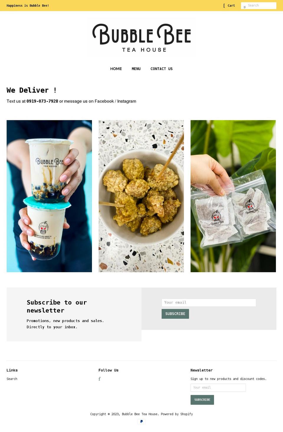 bubblebeeteahouse.com shopify website screenshot