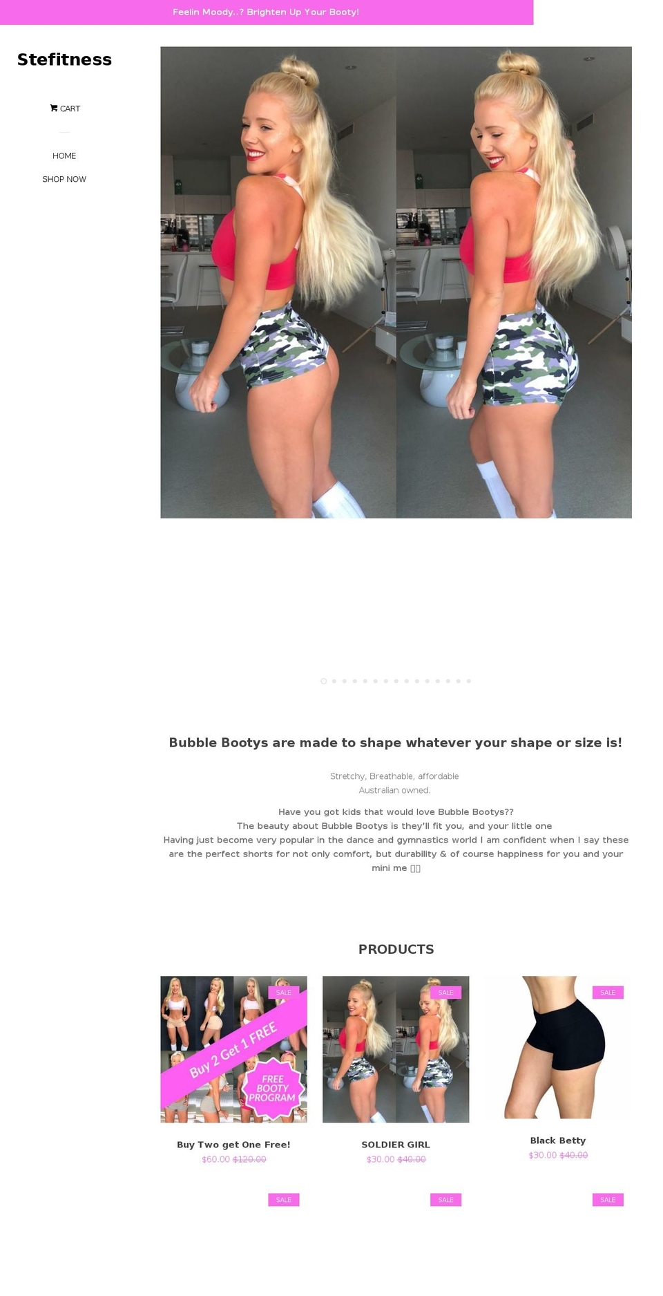 bubblebootys.com — Shopify storefront screenshot