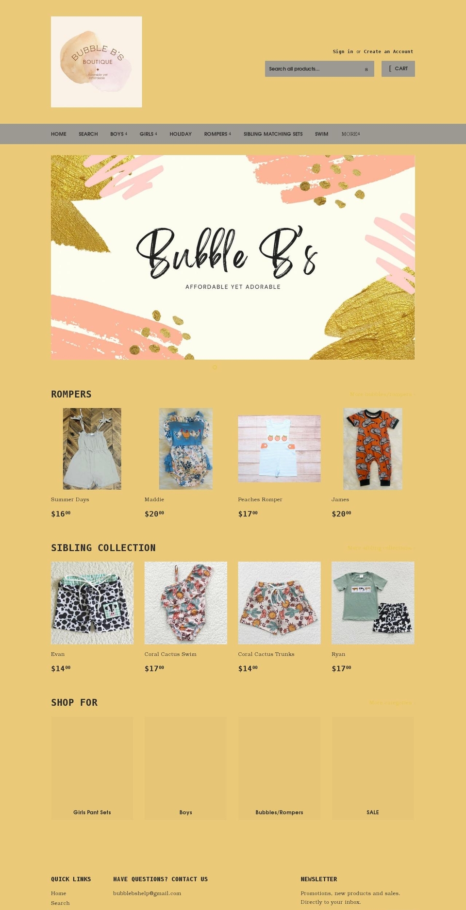 bubblebs.com shopify website screenshot