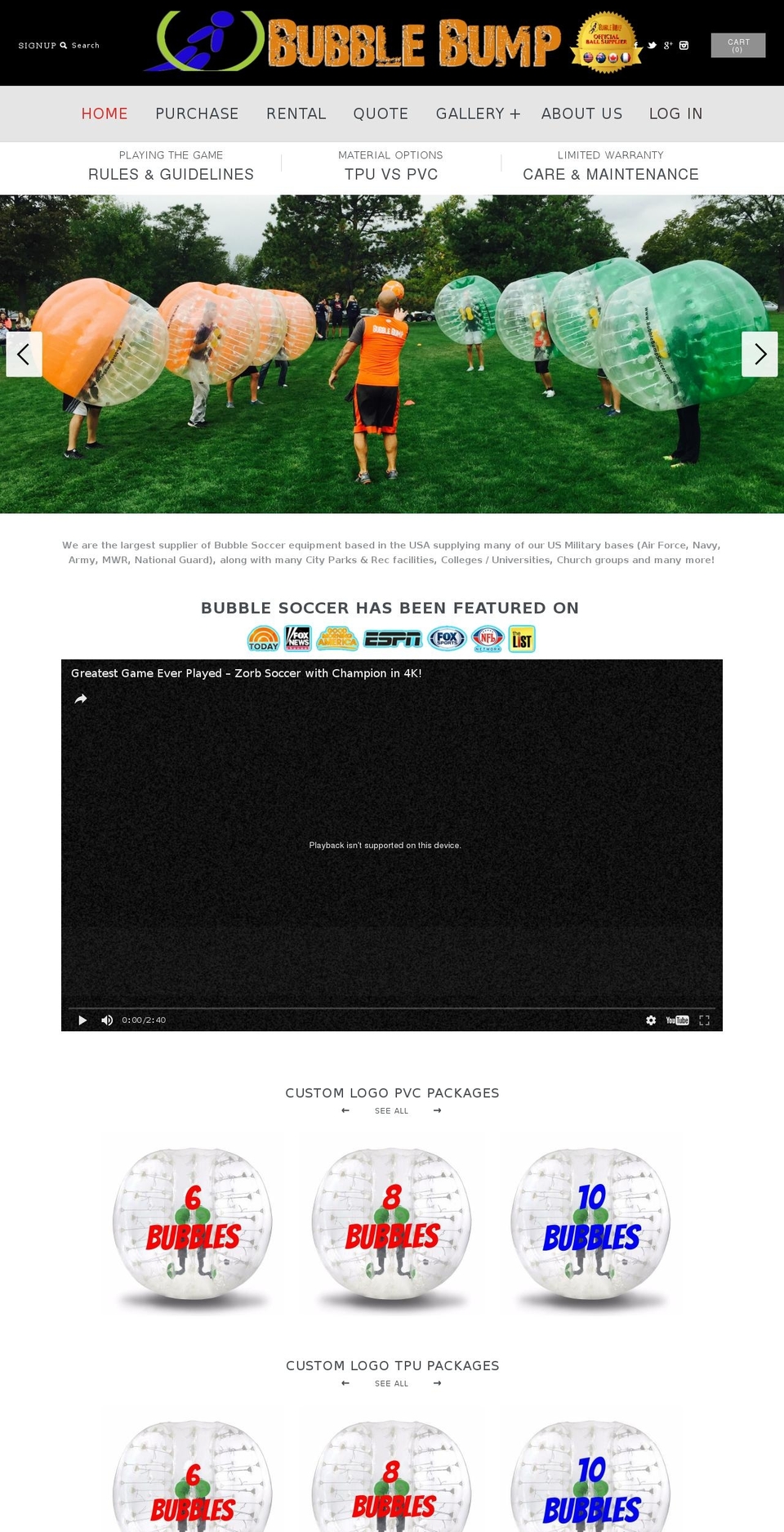 bubblebumpsoccer.com shopify website screenshot