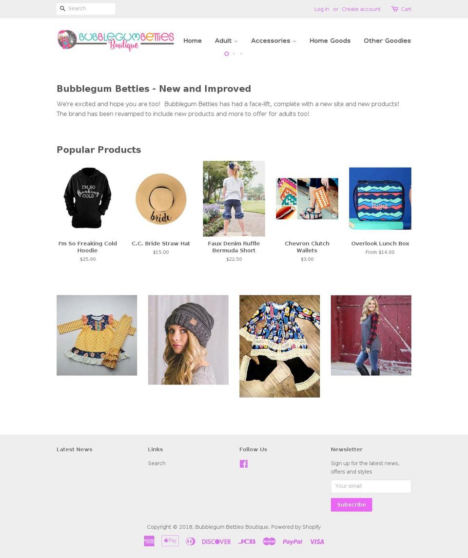 bubblegumbetties.com shopify website screenshot