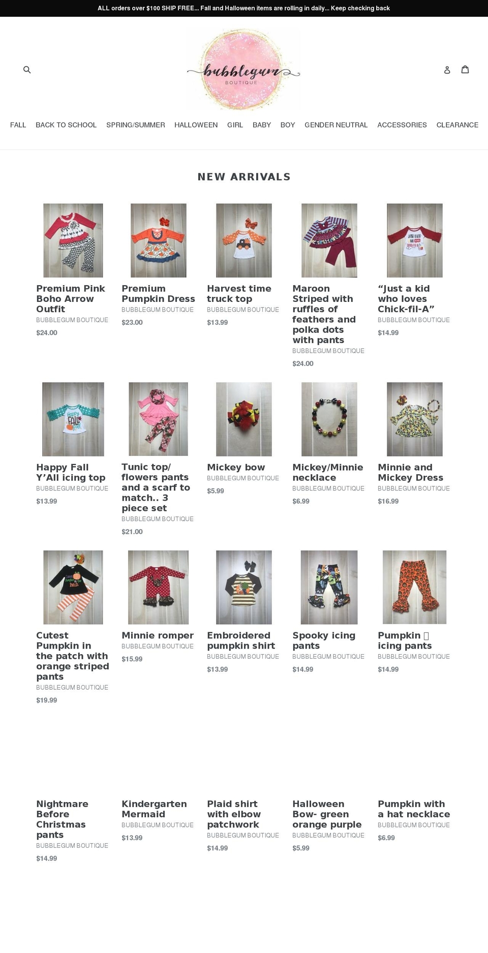 bubblegumboutique.net shopify website screenshot