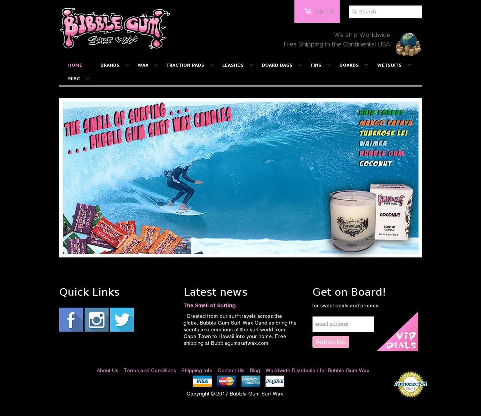 bubblegumsurfwax.com shopify website screenshot
