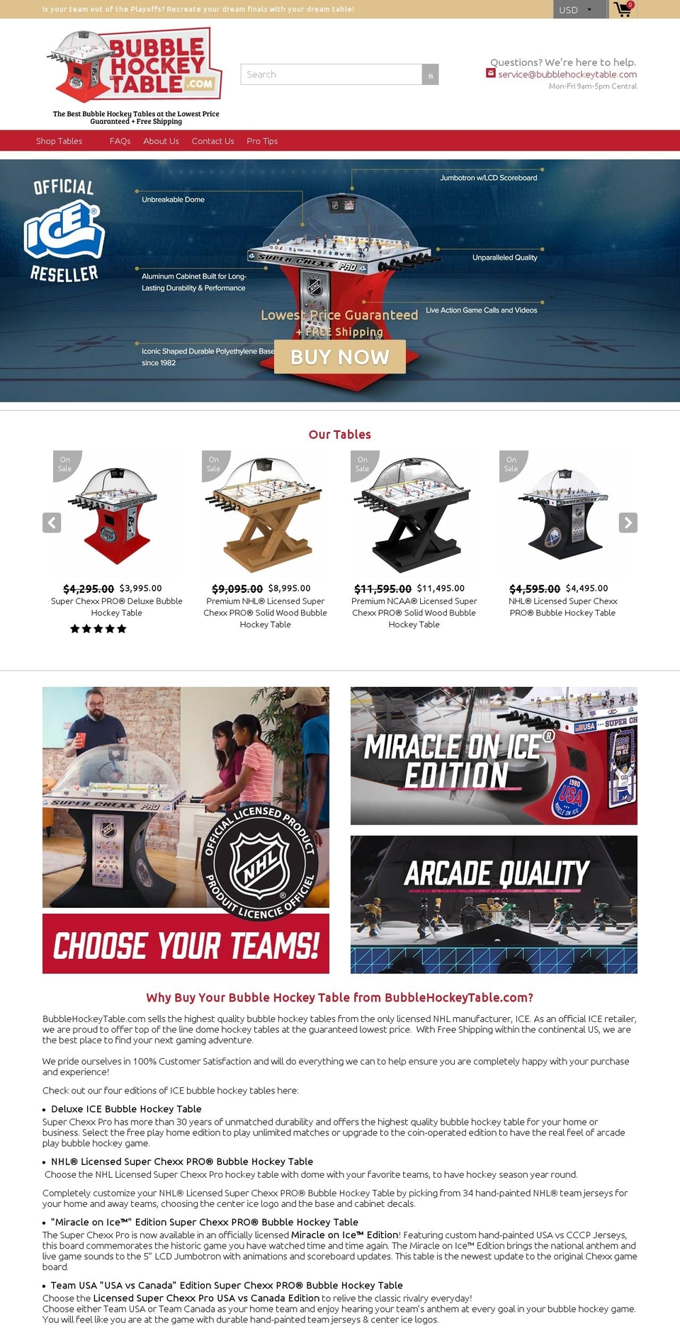bubblehockeytable.com shopify website screenshot