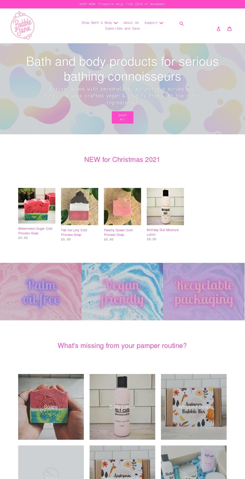 bubblejunk.com shopify website screenshot