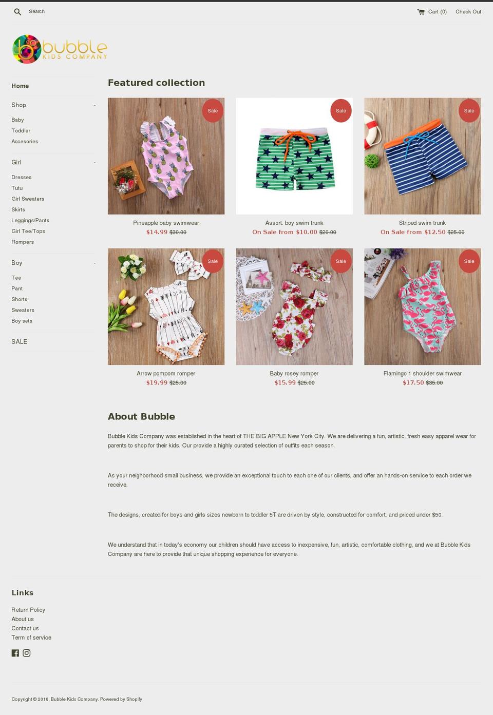 bubblekidscompany.com shopify website screenshot