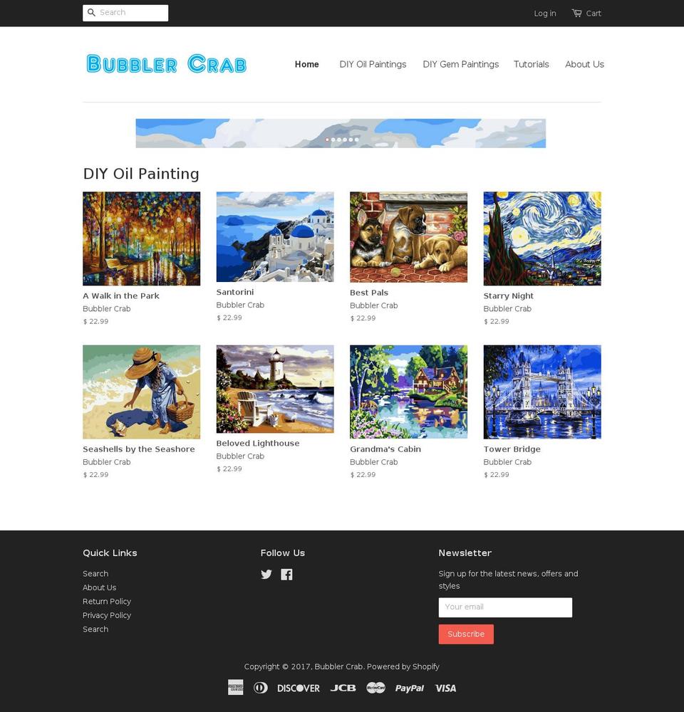 bubblercrab.com shopify website screenshot