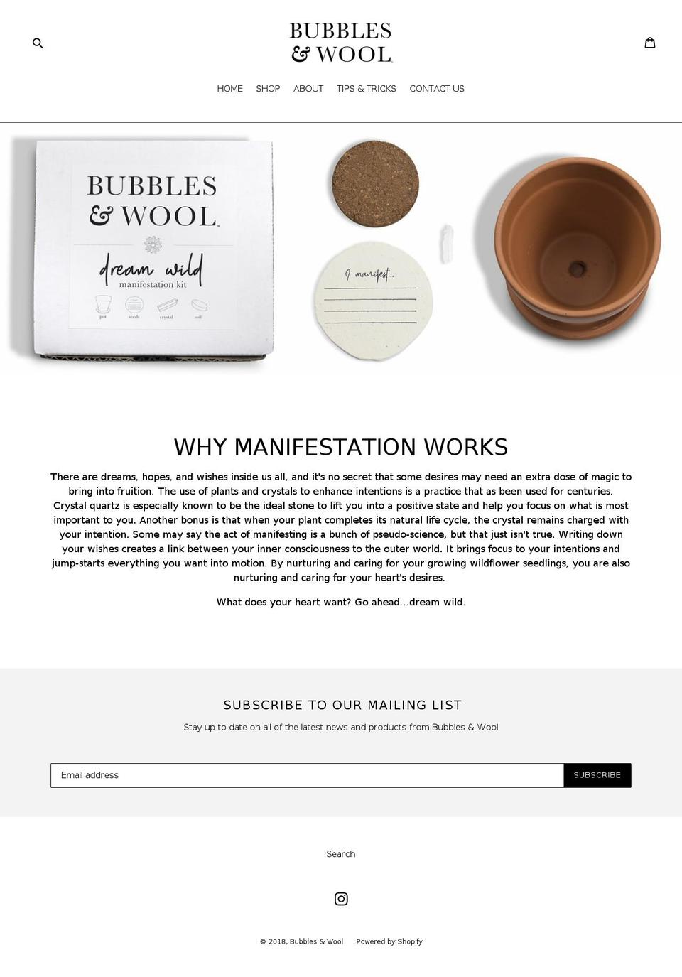bubblesandwool.com — Shopify storefront screenshot