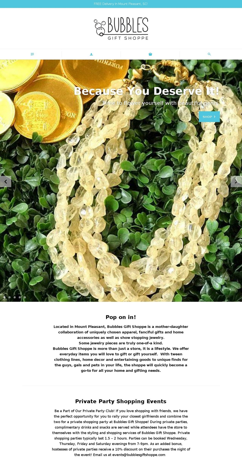 bubblesgiftshoppe.com shopify website screenshot