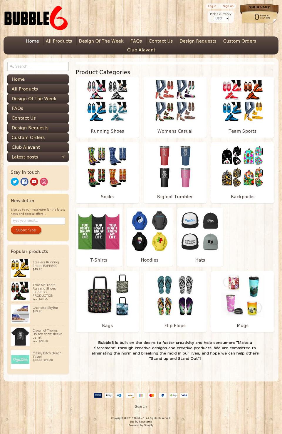 bubblesix.com — Shopify storefront screenshot