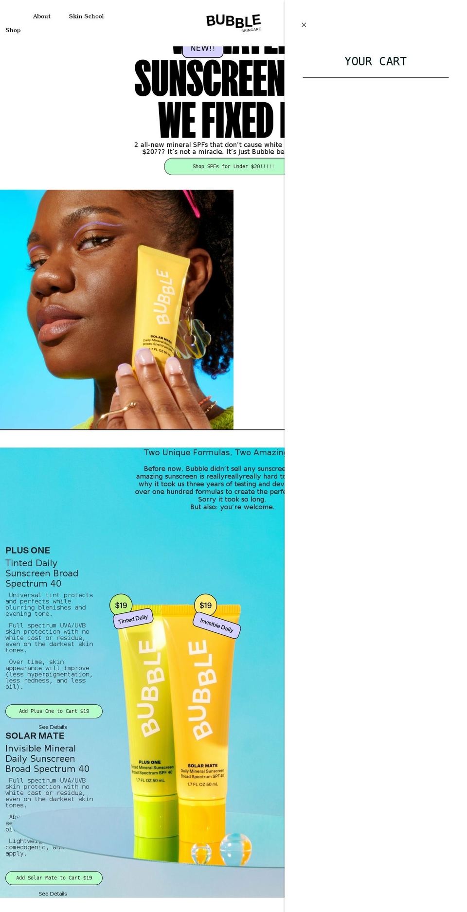 bubbleskincare.com shopify website screenshot