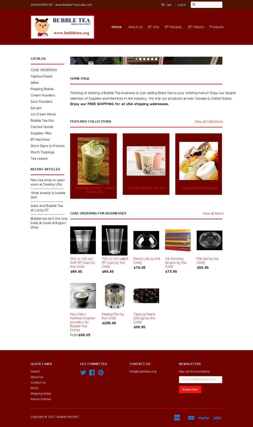 bubbletea.org shopify website screenshot