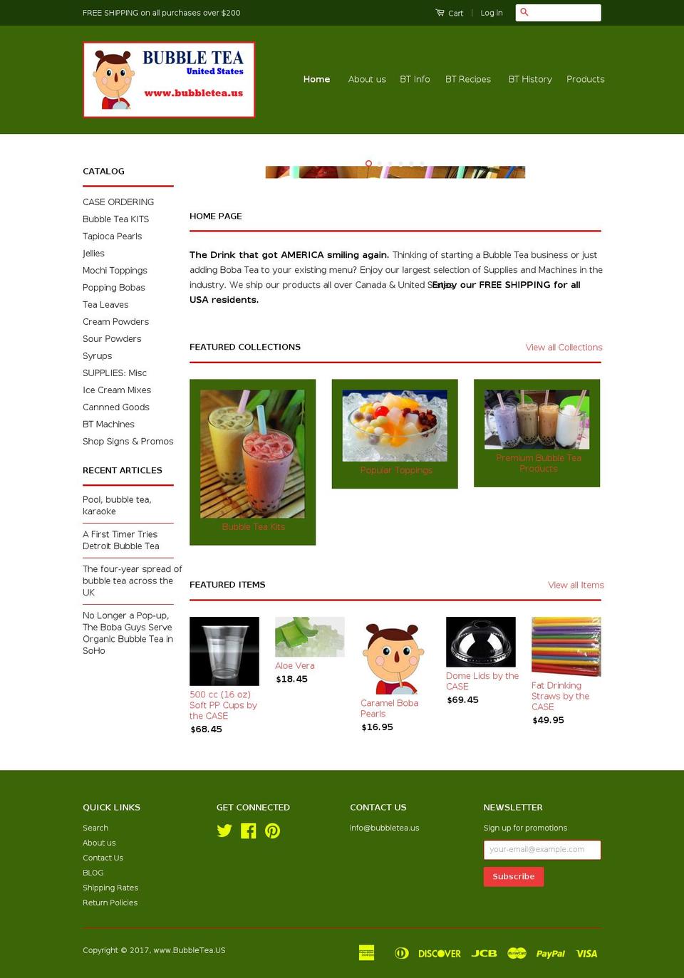 bubbletea.us shopify website screenshot