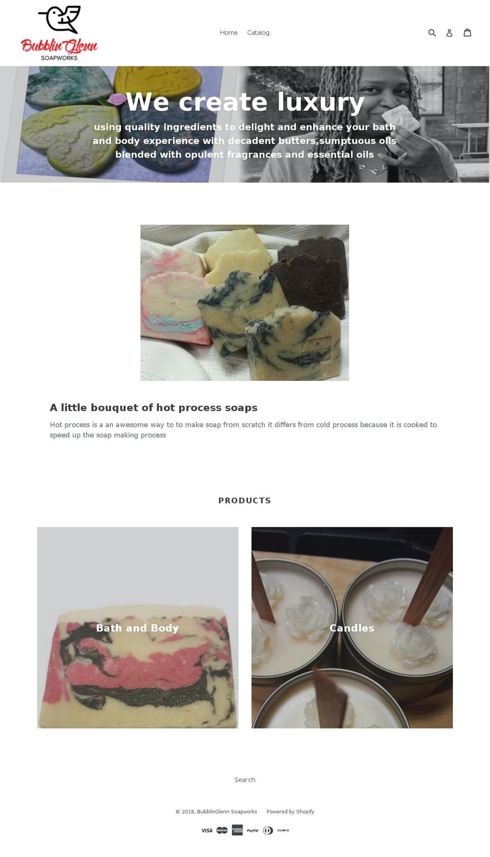 bubblinglennsoapworks.com — Shopify storefront screenshot