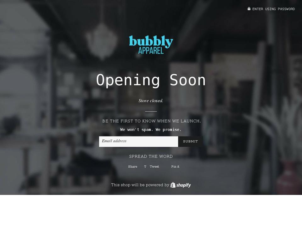 bubblyapparel.com shopify website screenshot