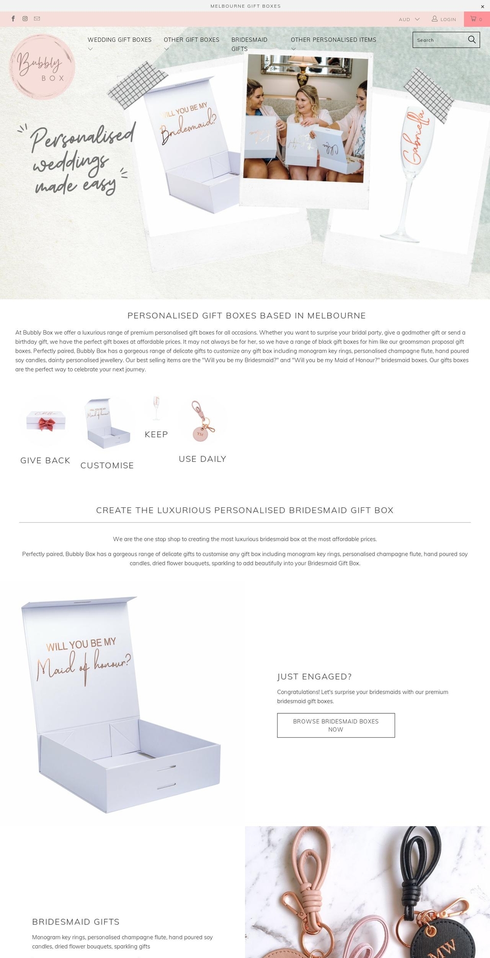 bubblybox.com.au shopify website screenshot